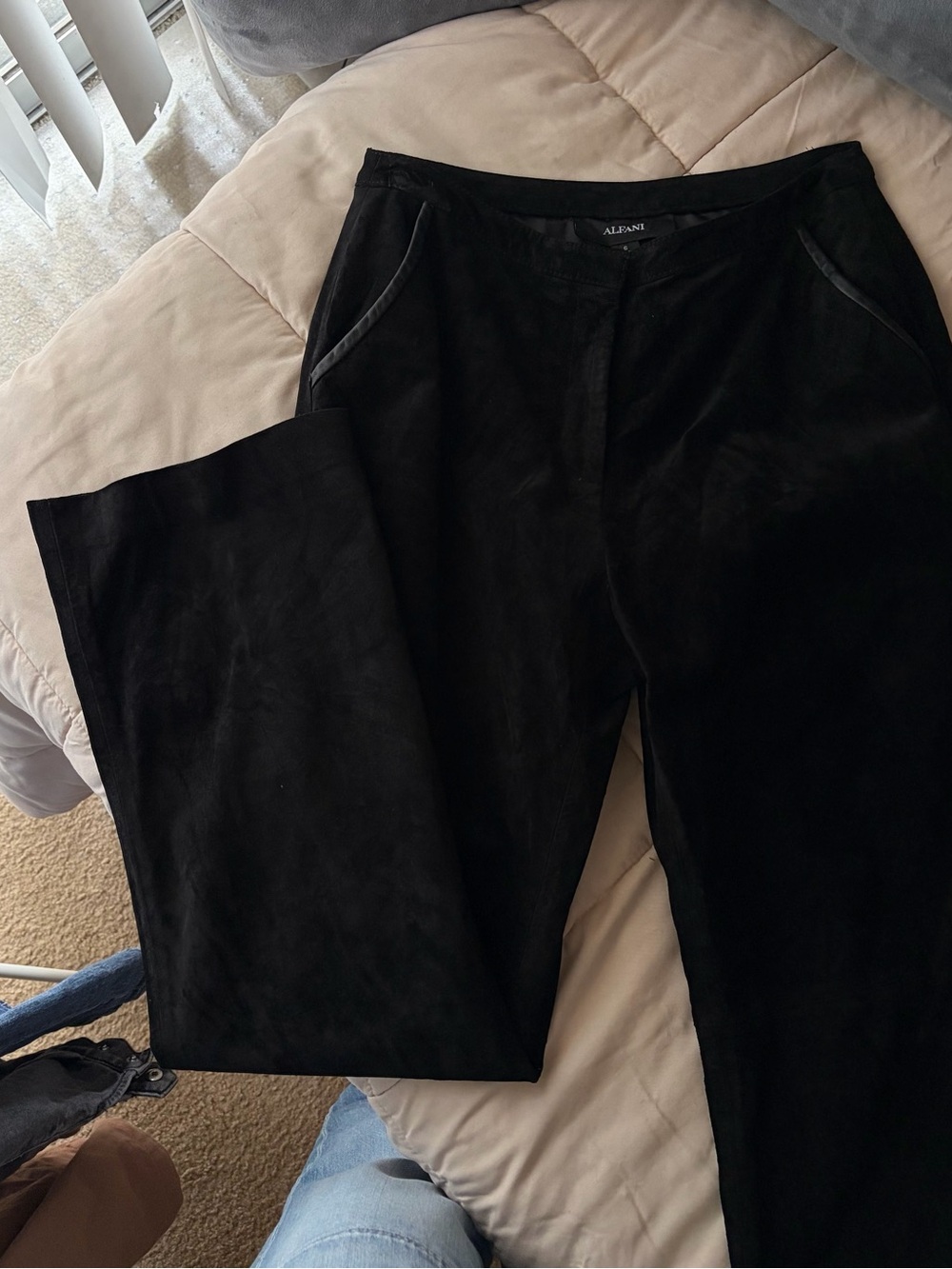 Alfani Black Wide-Leg Suede-Look Pants
